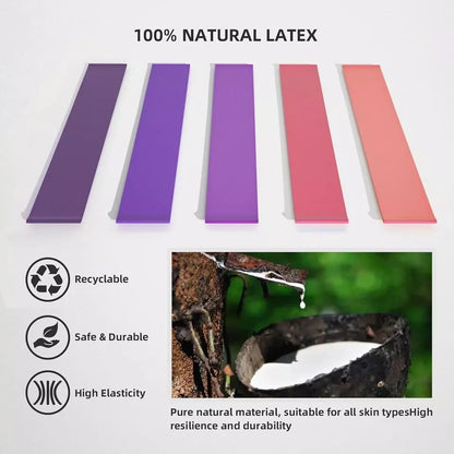 Set of 5 color-coded resistance loop bands for home fitness and therapy