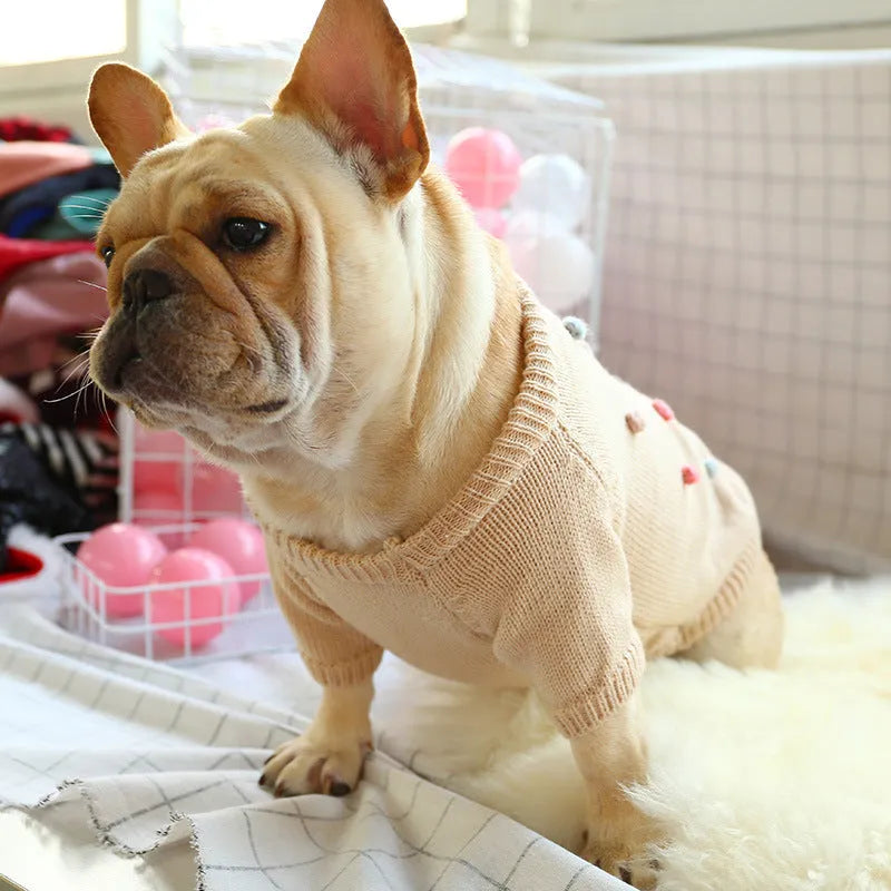 Christmas dog sweater in Santa Claus red polyester, casual pet jumper available in sizes S to XL