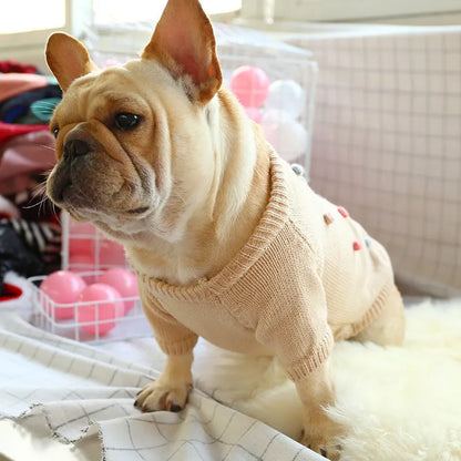 Christmas dog sweater in Santa Claus red polyester, casual pet jumper available in sizes S to XL