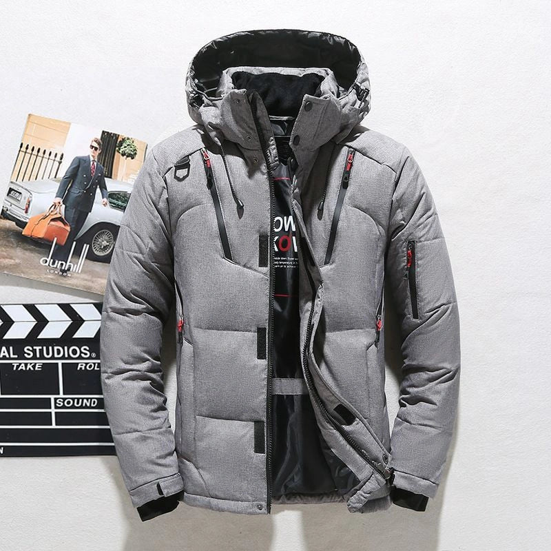 Men's windproof hooded jacket for outdoor sports, available in multiple colours