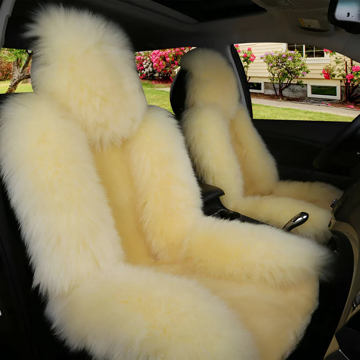 Winter car seat cushion in wool and cashmere blend with cotton filling, single seat, shown in one of six colours