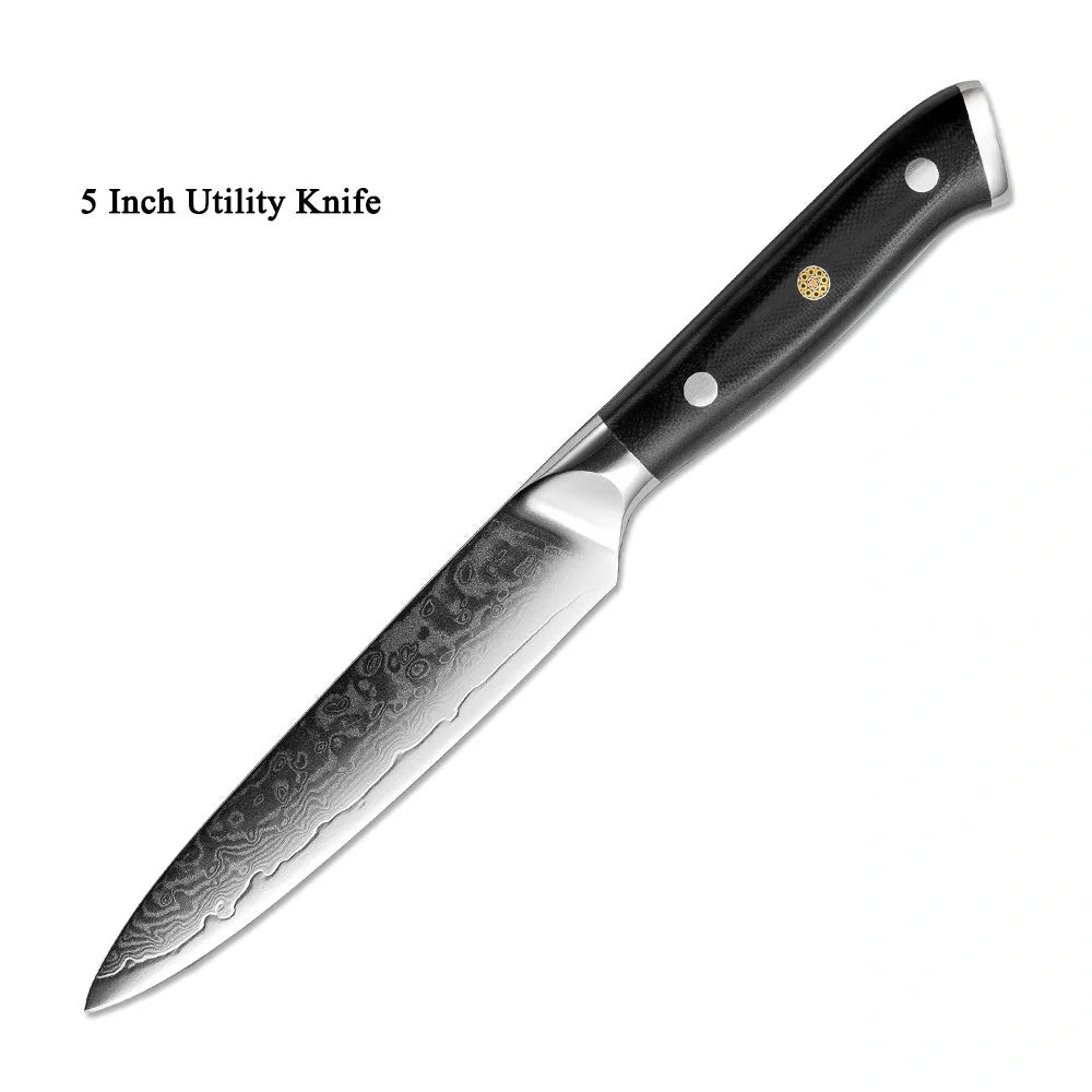 Premium Japanese Damascus steel kitchen knife set for professional and home use