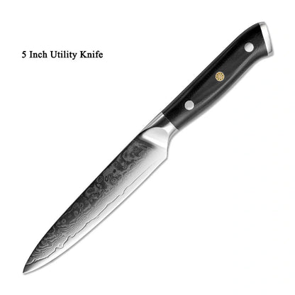Premium Japanese Damascus steel kitchen knife set for professional and home use