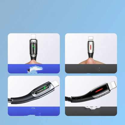 Black braided lightning cable with zinc alloy connectors for iPhone 12 charging and data transfer