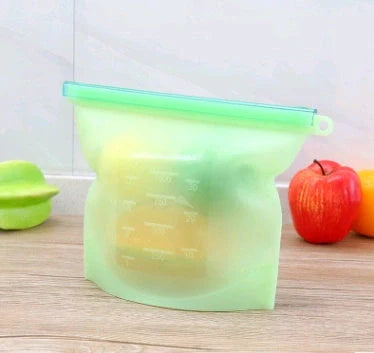 Premium silicone vacuum sealed food storage bags in various colours and sizes