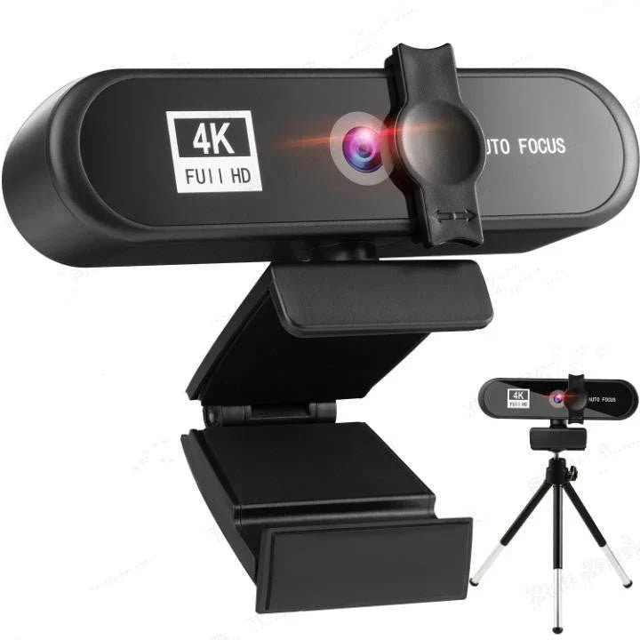 Premium 4K auto-focus webcam with dual microphones for clear, high-quality video and audio during video calls, live streams, and online conferences