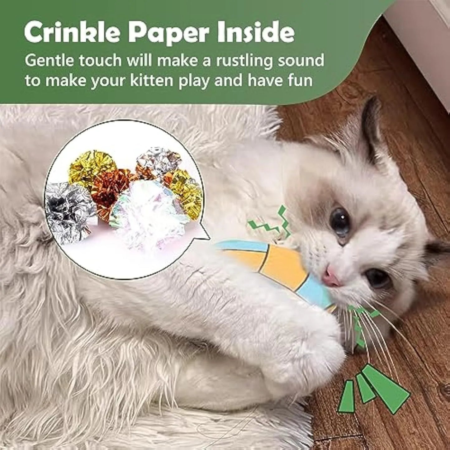 Soft plush cat flying disc toy with sports ball print, containing catnip and a crinkle layer, measuring 5cm.