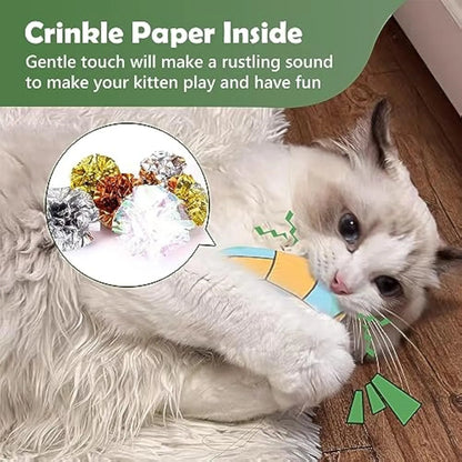 Soft plush cat flying disc toy with sports ball print, containing catnip and a crinkle layer, measuring 5cm.