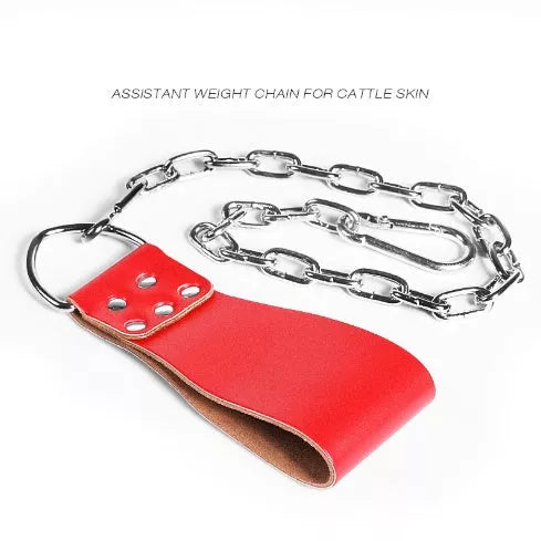 Leather weight lifting belt chain ring for power training in various colours