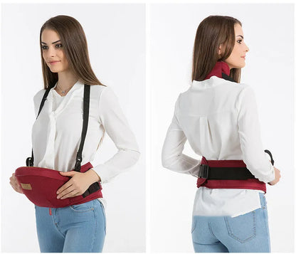Multifunctional baby lumbar stool carrier with shoulder straps, 20kg load, one size, shown in Lake Blue.