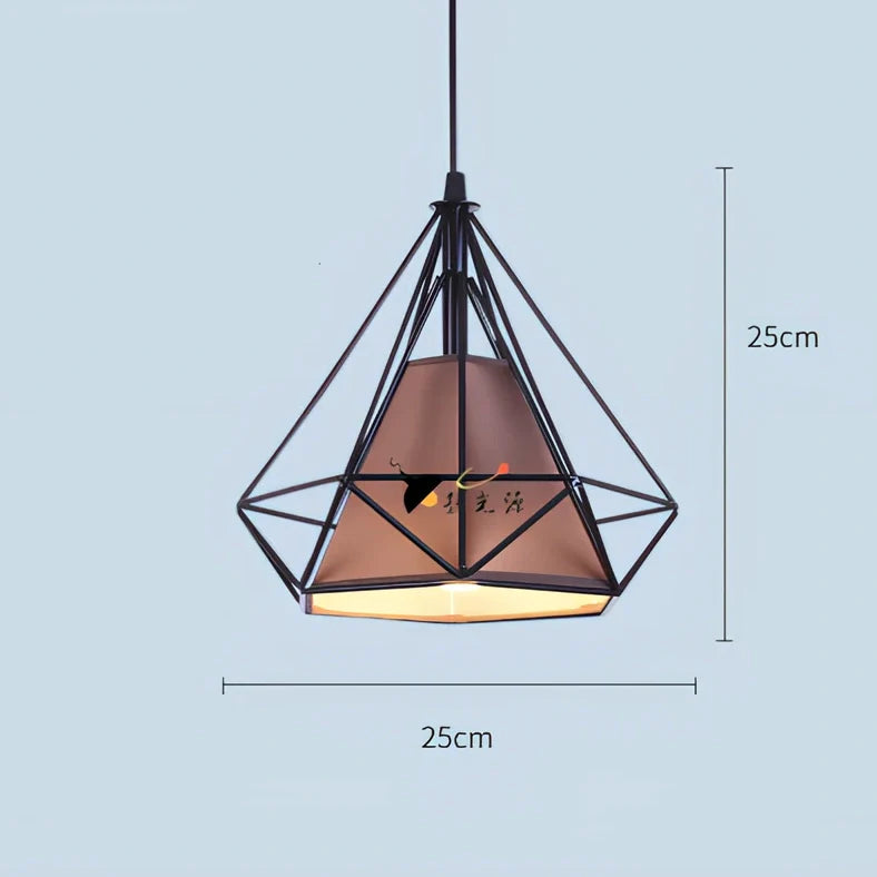 Wrought iron diamond chandelier in black, adjustable to 1.2m height for 10-15㎡ rooms with 80,000-hour LED