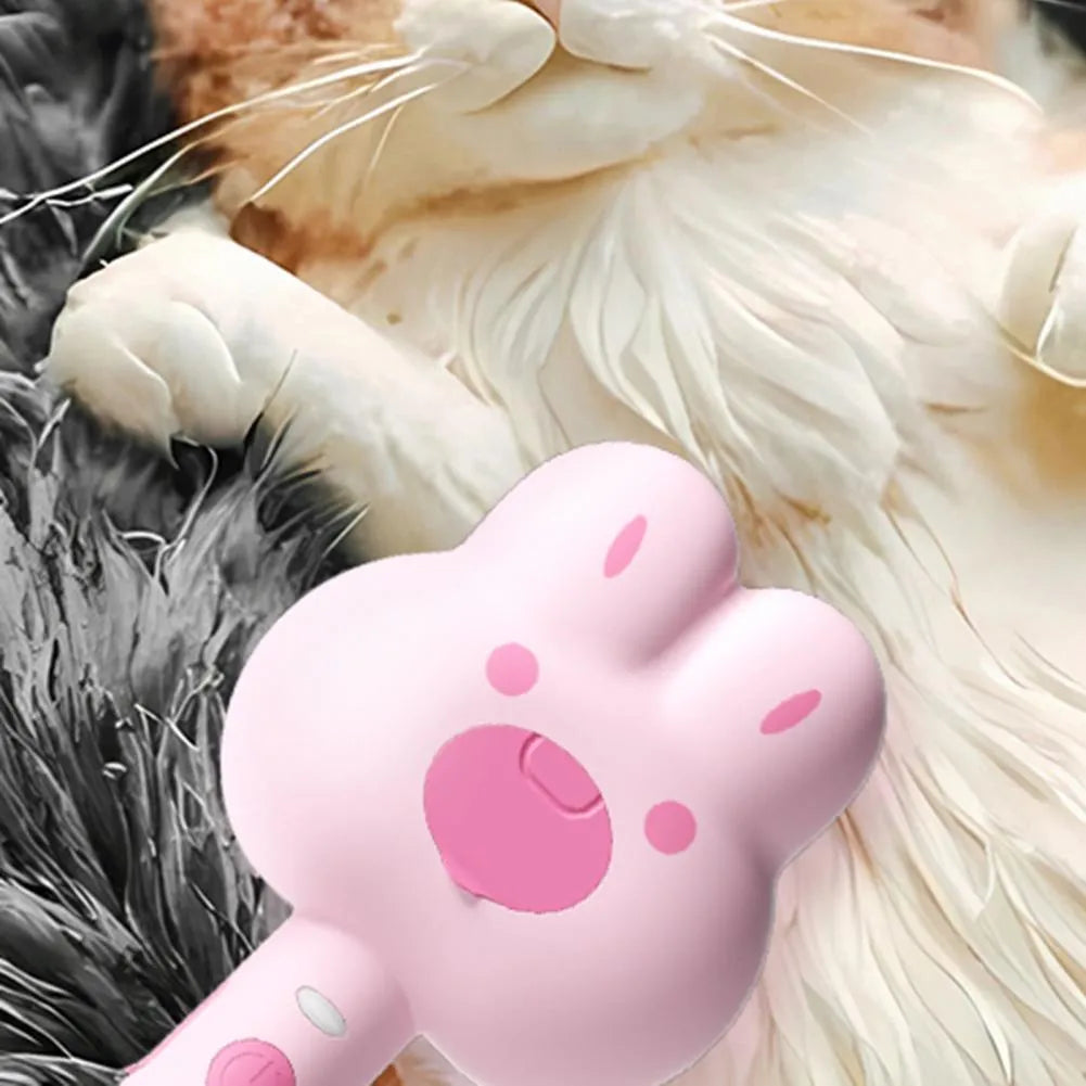 Rechargeable pet steam grooming comb in green, pink or white with cartoon design