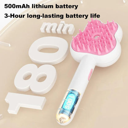 Rechargeable pet steam grooming comb in green, pink or white with cartoon design