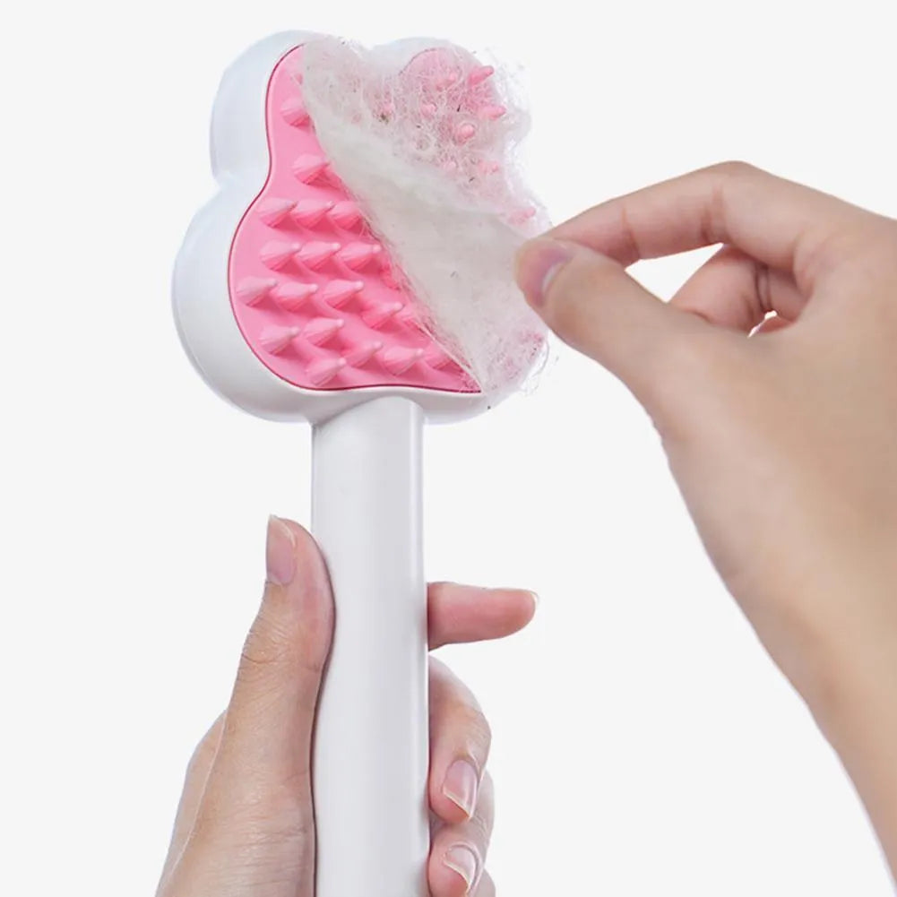 Rechargeable pet steam grooming comb in green, pink or white with cartoon design
