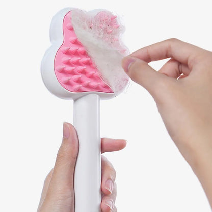 Rechargeable pet steam grooming comb in green, pink or white with cartoon design