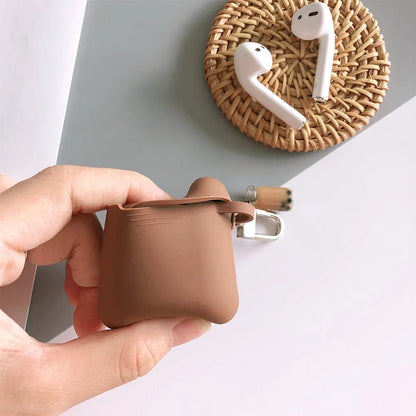 Milk tea AirPods storage case in purple silicone TPU soft shell with simple solid colour back cover