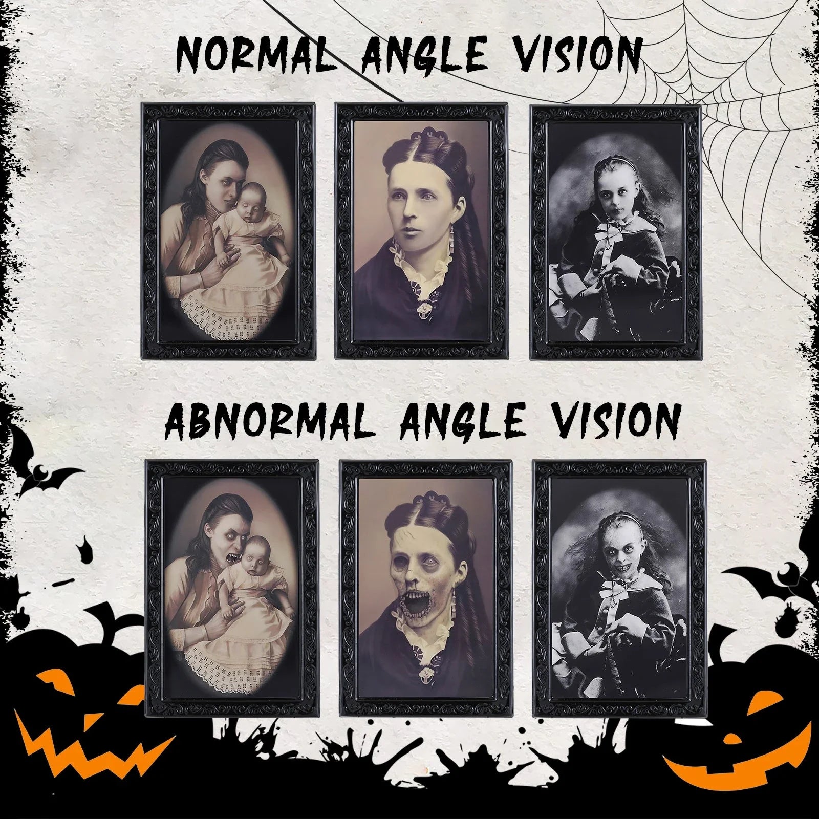 Spooky 3D changing face Halloween picture frame with realistic ghostly figure design