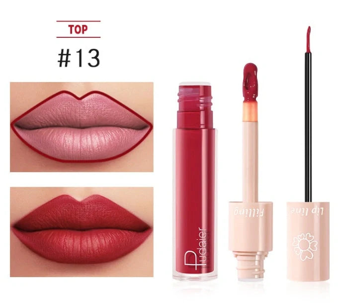 Pudaier dual-ended lipstick and lip gloss tube with 20 colour options