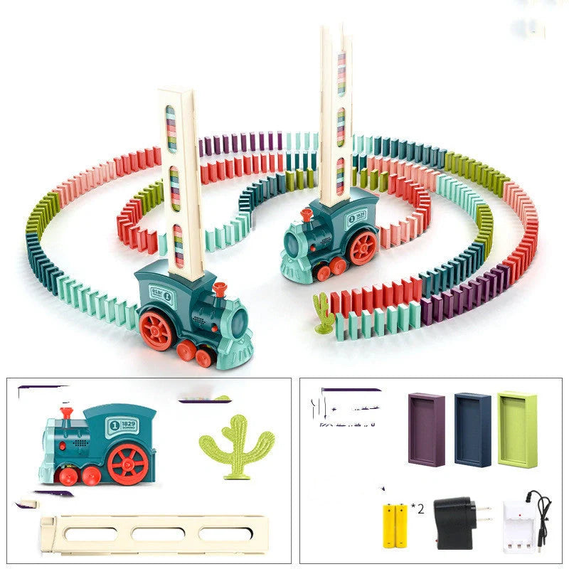 Automatic Licensing Dominoes Electric Train Set for infants with 100 dominoes