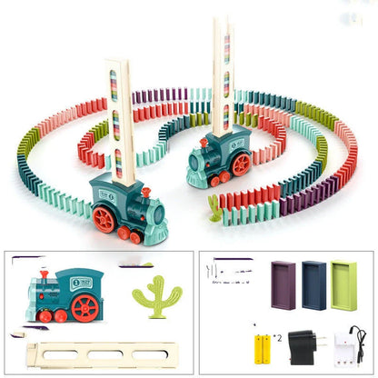 Automatic Licensing Dominoes Electric Train Set for infants with 100 dominoes