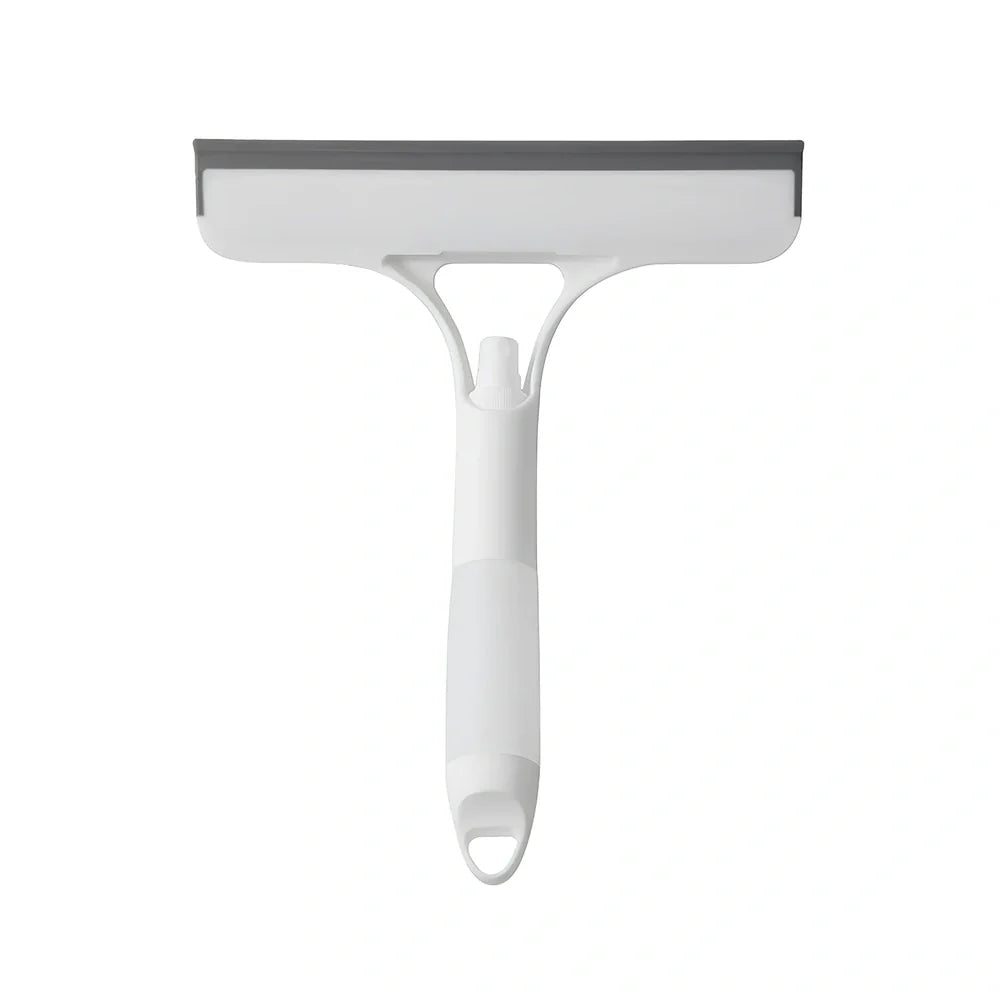 Double-sided plastic glass scraper in white, yellow, sky blue colours for household window cleaning