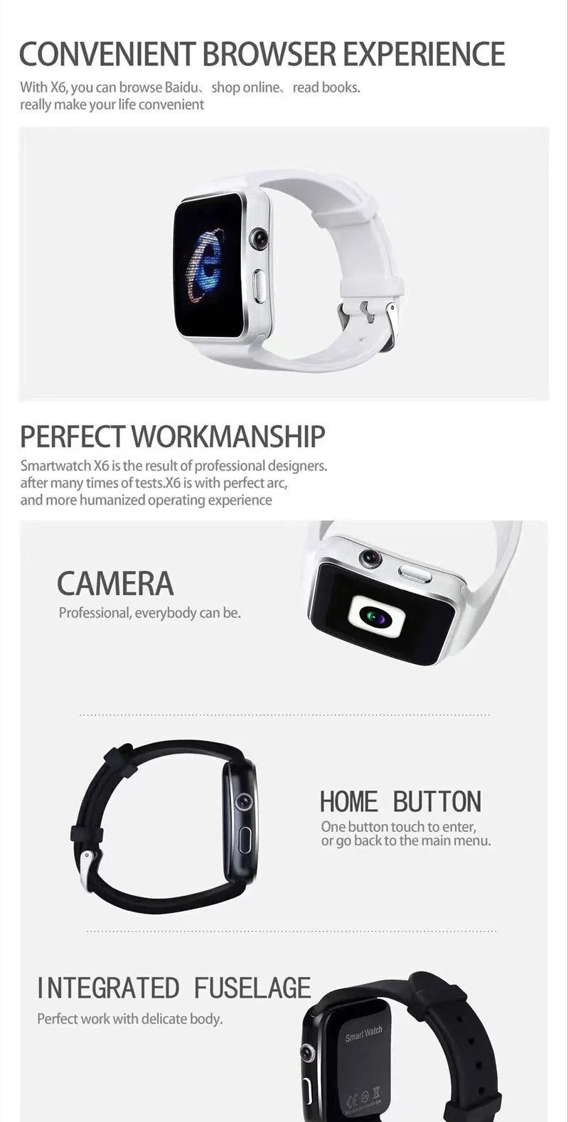 Black smart watch with 1.54-inch touchscreen display and silicone strap on a wrist