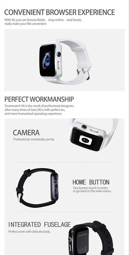 Black smart watch with 1.54-inch touchscreen display and silicone strap on a wrist