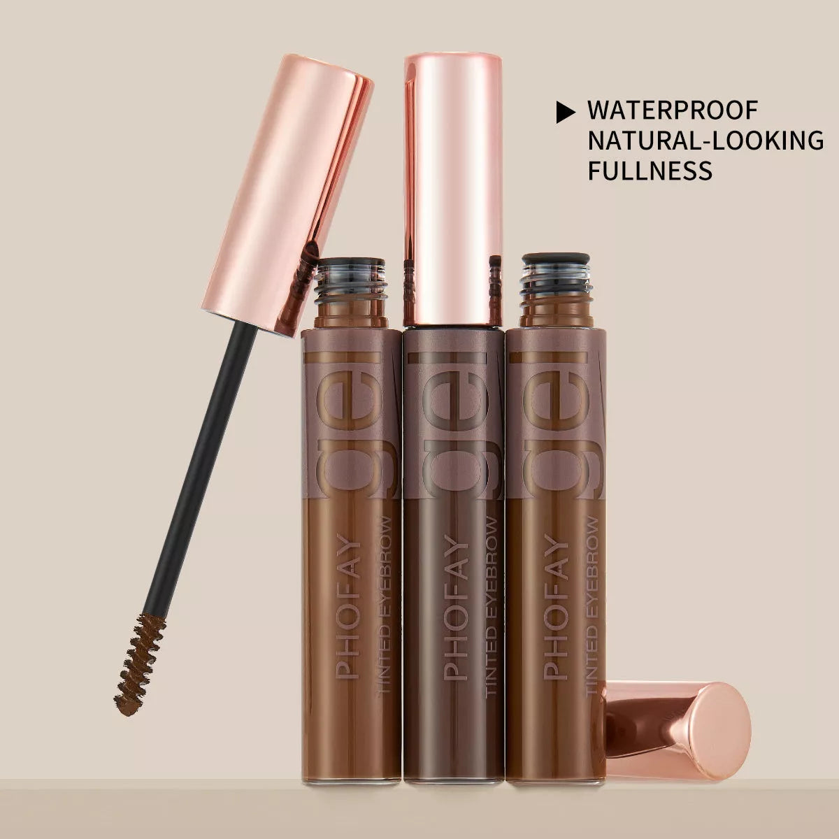 PHOFAY Tinted Eyebrow Gel in a 10ml tube with precision brush for natural-looking brows