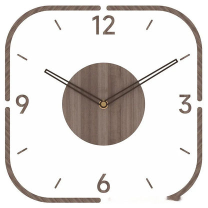 Transparent wooden frame wall clock with modern design in 35cm square size