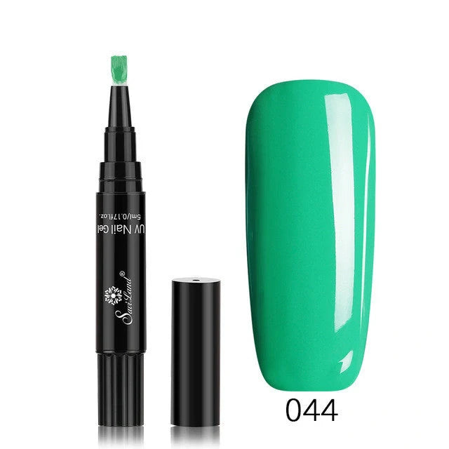 3-in-1 Gel Nail Varnish Pen with Glitter for One-Step Nail Art