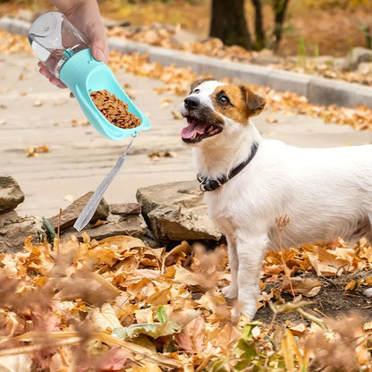 2 in 1 dog water bottle with food container in green, pink or white, 350ml or 550ml, leak proof portable pet dispenser