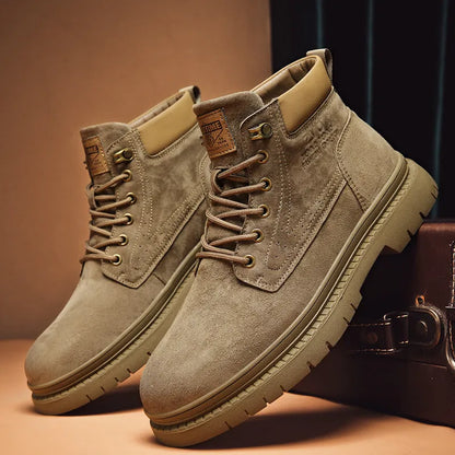 Men's retro British style shoes with pigskin lining and rubber sole, yellow or brown, sizes 39-49