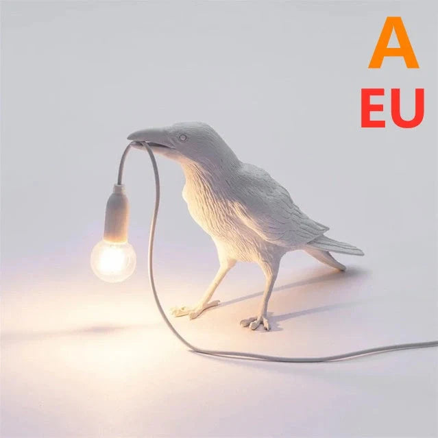 Creative Auspicious Bird Resin Wall Lamp Decoration in white or black