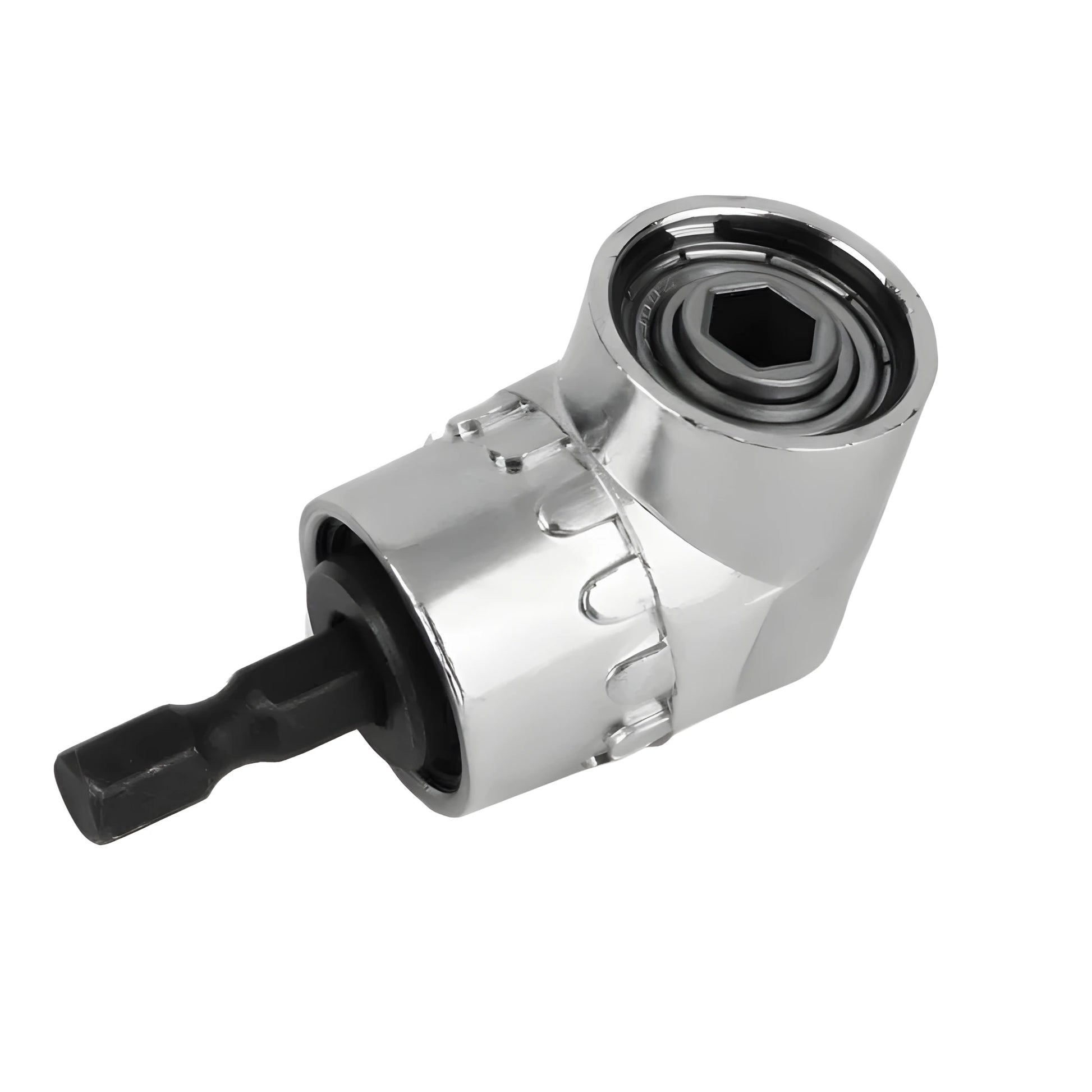 105-degree angle flexible shaft screwdriver bit extension adapter for electric drills with magnetic quick-release chuck.