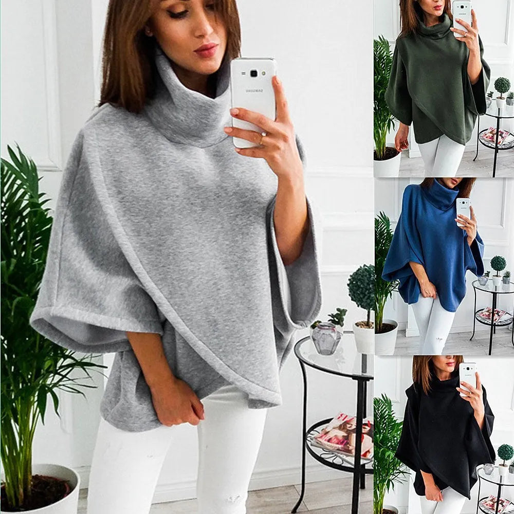 Women's extended length cardigan sweatshirt with batwing sleeves in blue colour