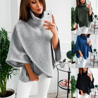 Women's extended length cardigan sweatshirt with batwing sleeves in blue colour