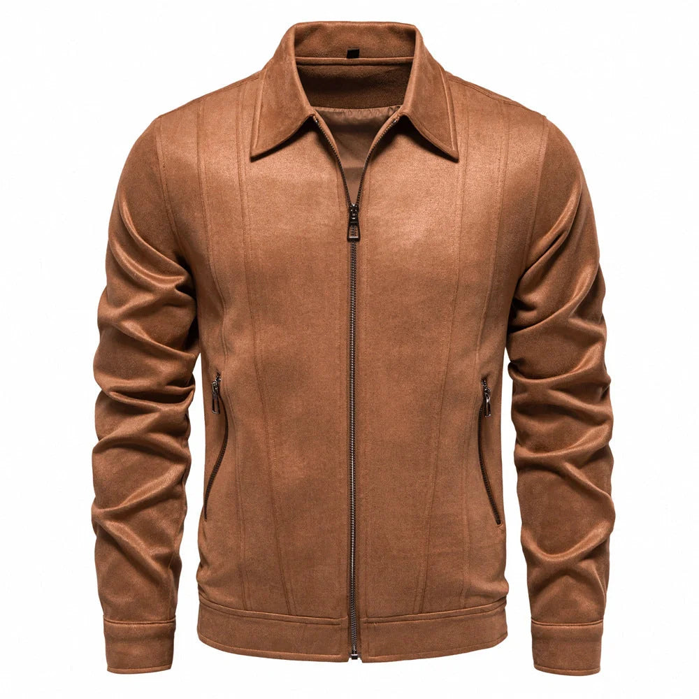 Men's stylish suede lapel zipper jacket for autumn and winter in various colours