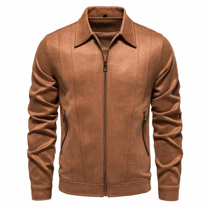 Men's stylish suede lapel zipper jacket for autumn and winter in various colours