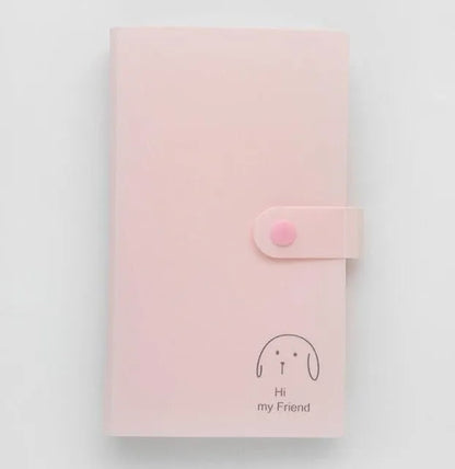 PVC business card holder book with protective shell and smile logo, measuring 190mm by 120mm