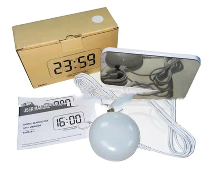 Digital Mirror Clock with adjustable LED display and dual USB ports
