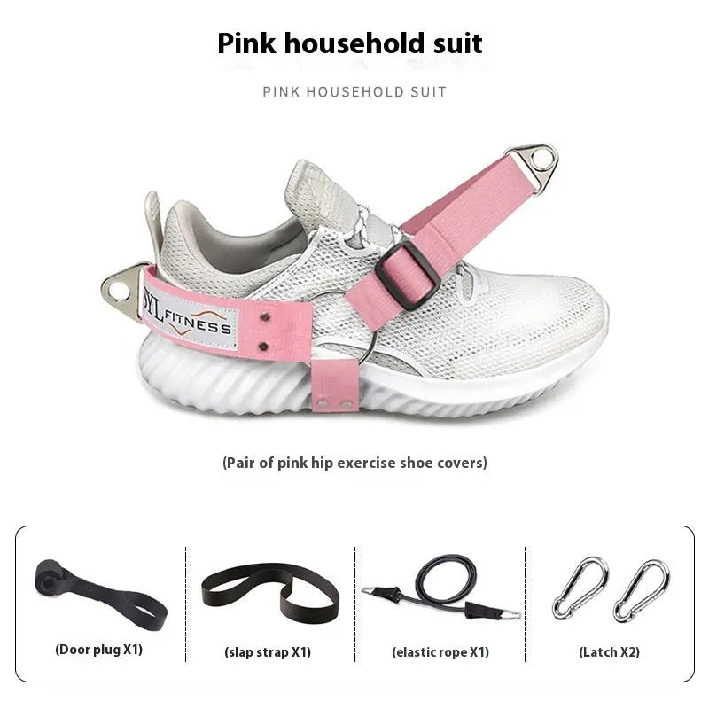 Gantry frame ankle strap with tension buckles for rope access training in black colour