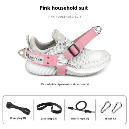 Gantry frame ankle strap with tension buckles for rope access training in black colour
