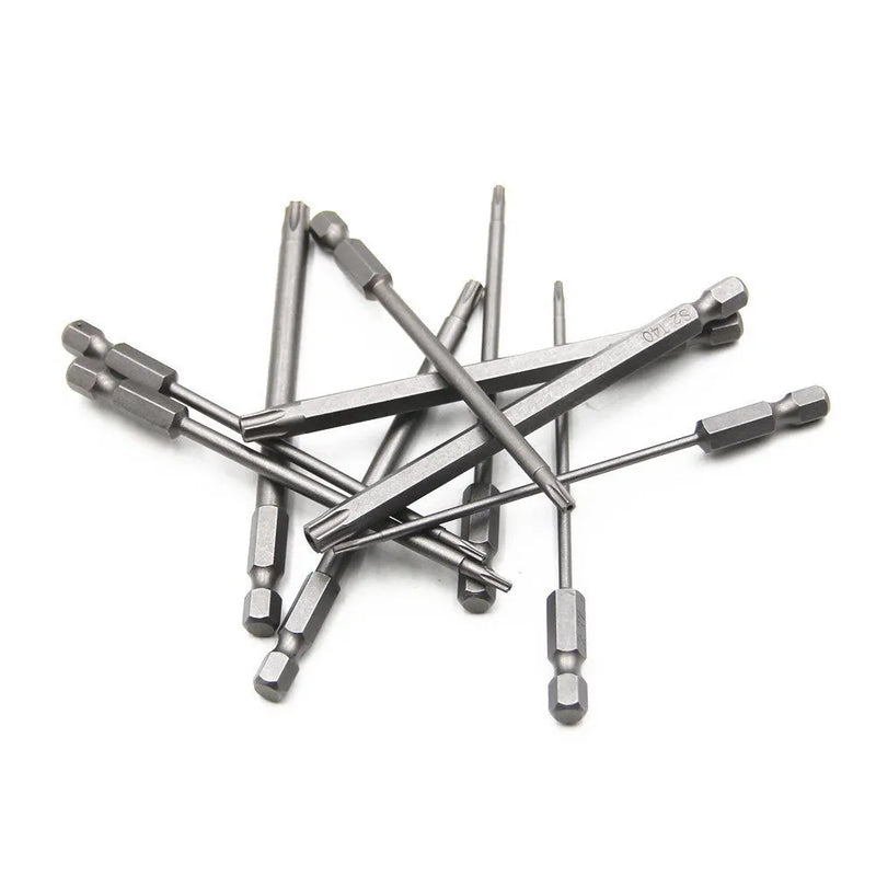 Hexagon handle screwdriver bit screwdriver set with alloy construction in 50mm, 75mm, and 100mm lengths featuring plum blossom hollow specification for precision screwdriving tasks, available in 11-piece and 12-piece configurations