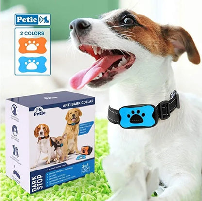 Anti-barking dog collar in blue or red, ABS plastic, adjustable 17-55cm for dogs 3.5-50kg
