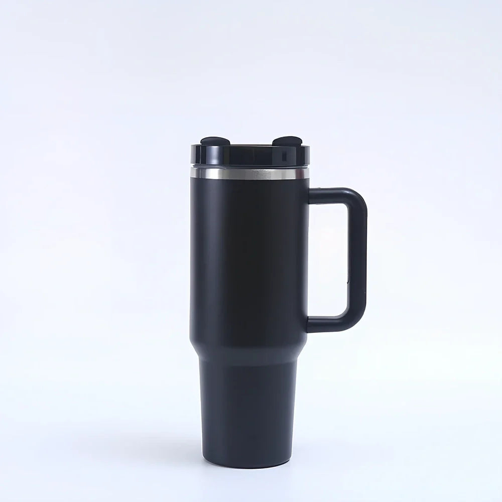 304 stainless steel vacuum cup with double-wall insulation showing 40oz capacity and 26cm height dimensions