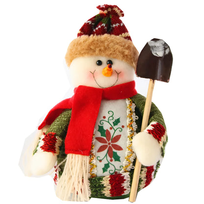 Flannel Christmas decorations showing snowman elk old man designs in red green white colours