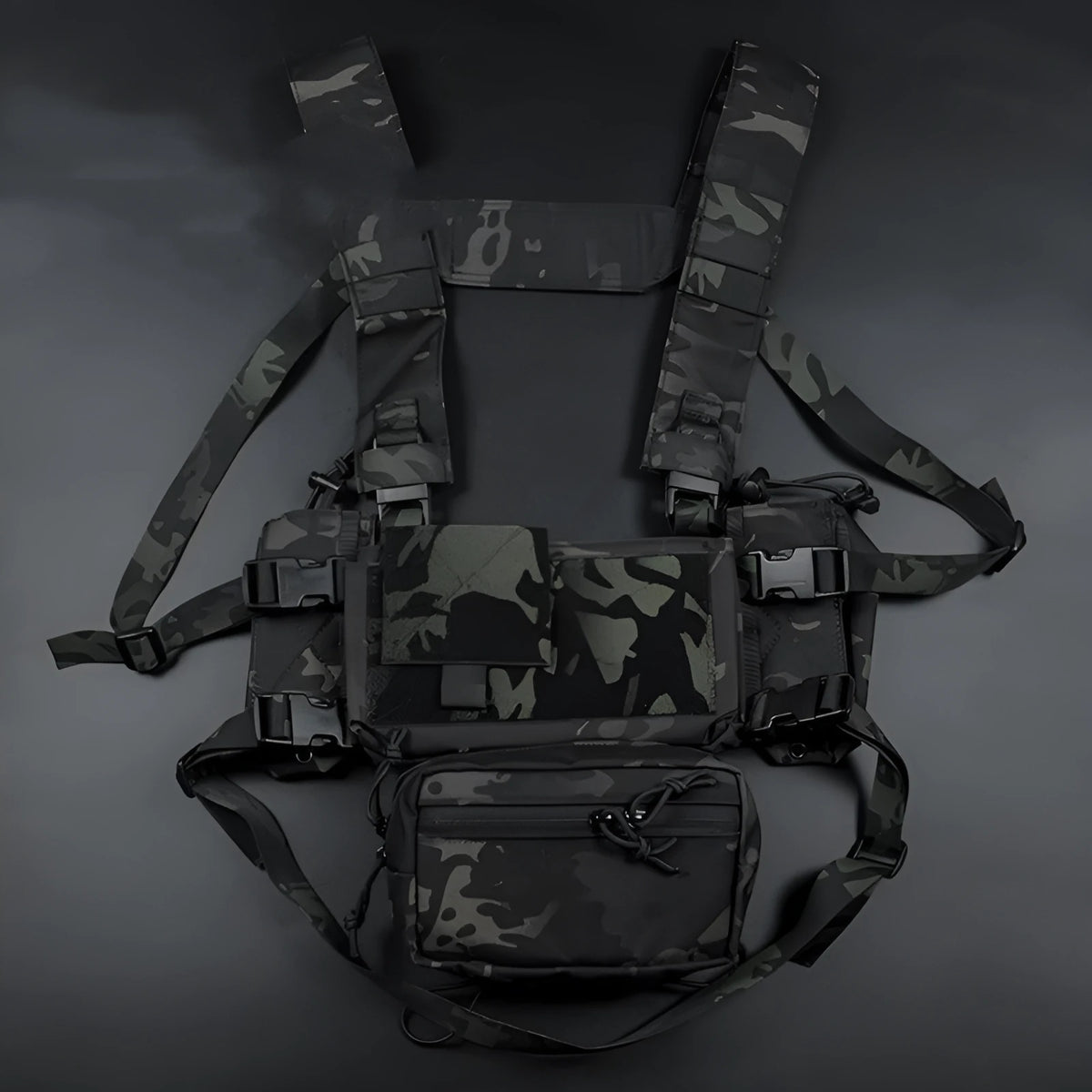 MK4 camouflage tactical chest vest with quick pull sleeve and expansion mount, imported nylon, average size