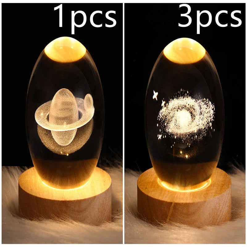 Enchanting galaxy crystal ball night light with 3D pattern, creating a mesmerizing celestial display for bedroom decor