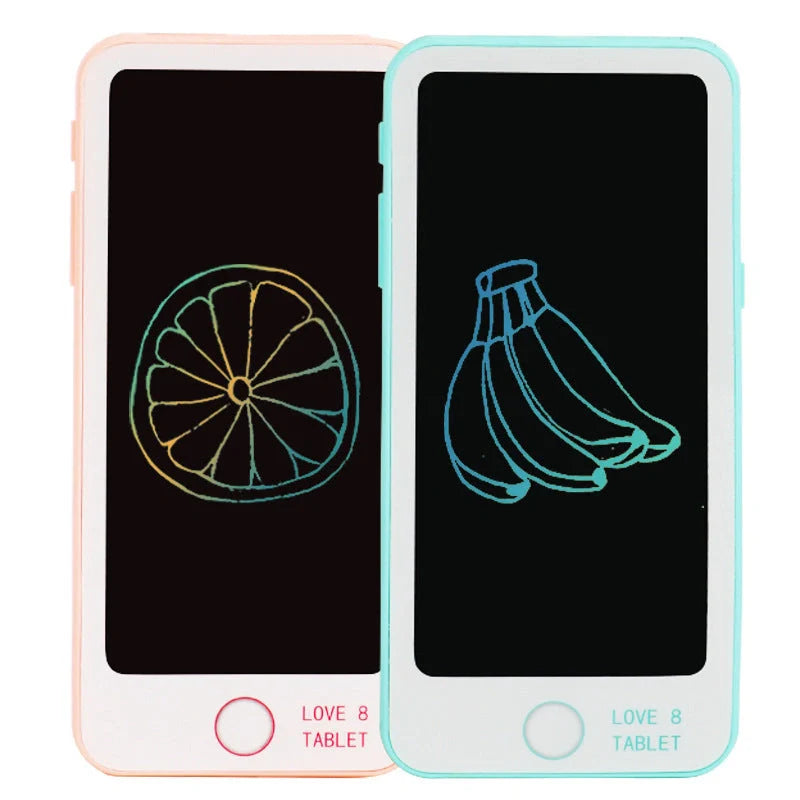 Children's LCD writing board in pink and blue with one-click clear and light options