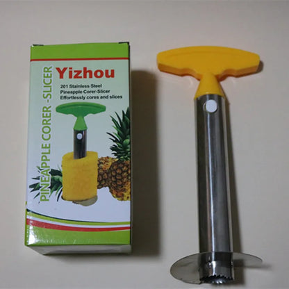Stainless steel pineapple peeler tool with ABS handle in black, green and yellow colour options